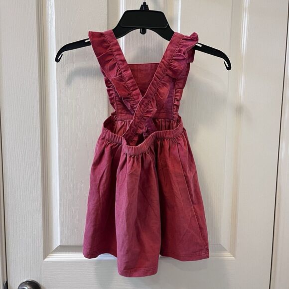 Rufflebutts Corduroy Cross-Back Jumper Dress Ruffle Straps Pink Girls Size 4T - Picture 8 of 10